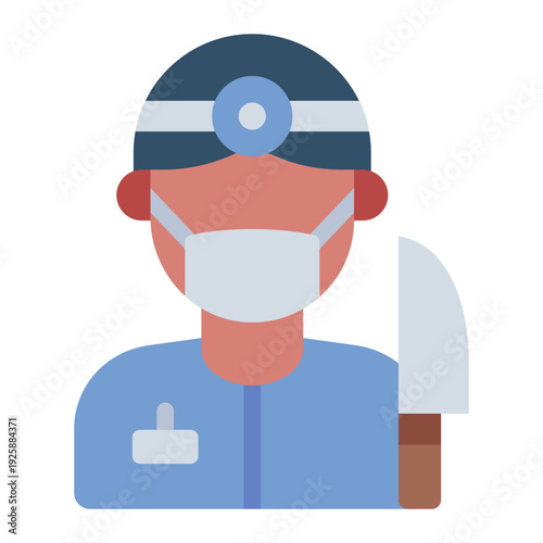 surgeon flat icon. scalpel operation care. surgical procedure. Doctor avatar