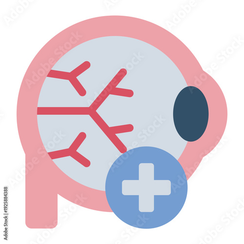 ophthalmology flat icon. eye vision care. retina exam. medical clinic