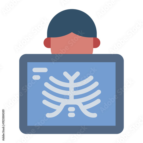 radiology flat icon. X-ray rib scan. imaging diagnosis. hospital service