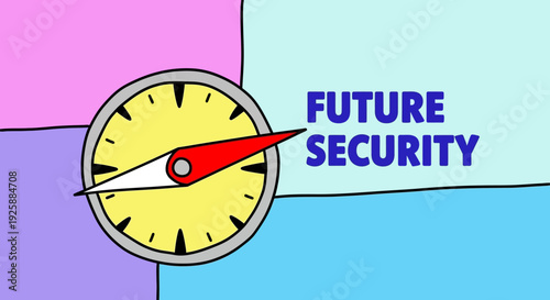 Compass indicating direction and stability for future security concept illustration