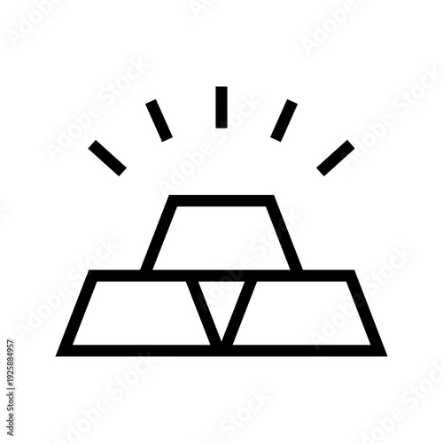 Gold Bar Icon Outline Style Isolated on White Background