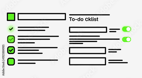 To-do list with checkboxes and toggle switches for task management