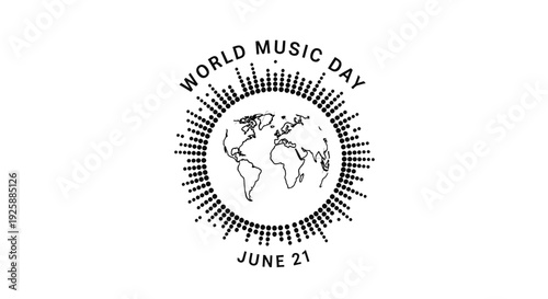 World Music Day icon, June 21, music festival logo
