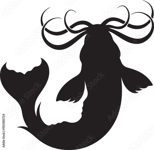 Channel Catfish Silhouette Vector Design, River Dweller Icon, Aquatic Life
