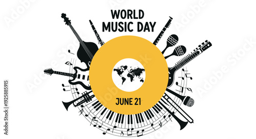 World Music Day icon vector, June 21