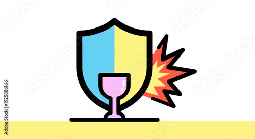 Shield protecting a goblet from explosion, symbolizing security and safety measures