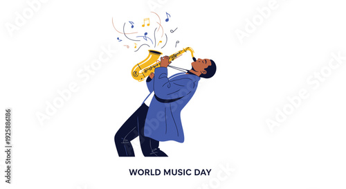 World Music Day trumpet player icon