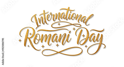 International Romani Day Calligraphy Text Design 1.