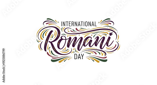 International Romani Day Calligraphy Design Element.