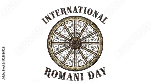 Traditional Romani Wheel Symbol International Romani Day.