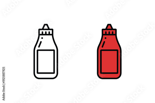 Black and White Drawing of Empty Liquid Bottle with Cap