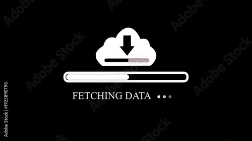 Cloud Data Download Progress Bar Animation Loading Fetching Information fetching data.