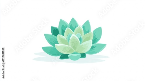A serene digital illustration of a succulent plant with green leaves.