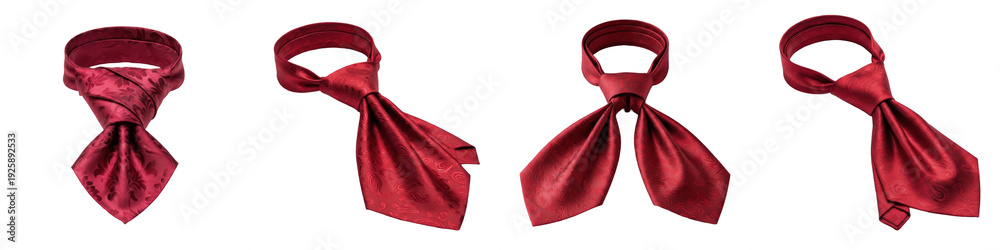Fototapeta Elegant Red Silk Ascot Tie Collection, Luxury Satin Necktie for Formal Events an