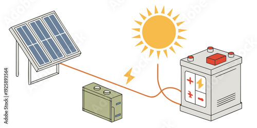 Solar power system converting sunlight into electrical energy storage