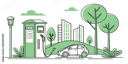 Urban landscape featuring modern buildings and green public infrastructure