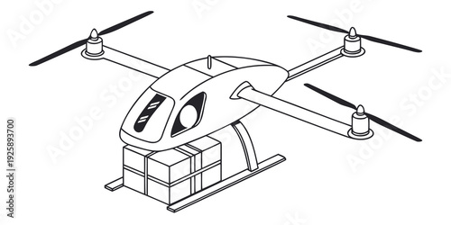 A futuristic drone designed for cargo delivery in urban environments