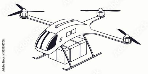 A futuristic drone designed for cargo delivery and aerial transportation.