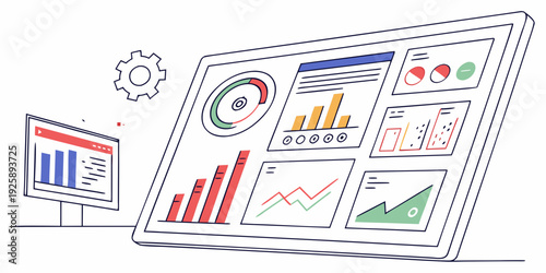 Modern analytics dashboard displayed on a tablet with data visualization tools and charts