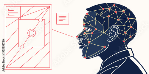 Illustration of neural pathways and brain connectivity highlighted in a human head silhouette