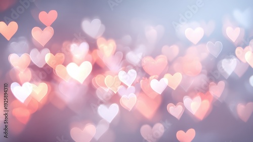 Wallpaper Mural Romantic love theme for Valentines Day. A vibrant, heartshaped bokeh effect with a blurred background, creating a dreamy and romantic atmosphere. Torontodigital.ca