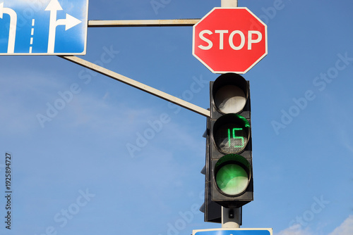 View of green traffic light...