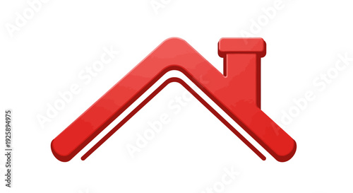 A stylized red roof with a chimney against a clean white background, representing home and shelter.