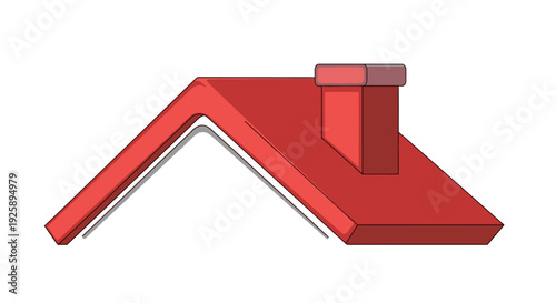 Simple illustration of a red house roof with a chimney against a white background.