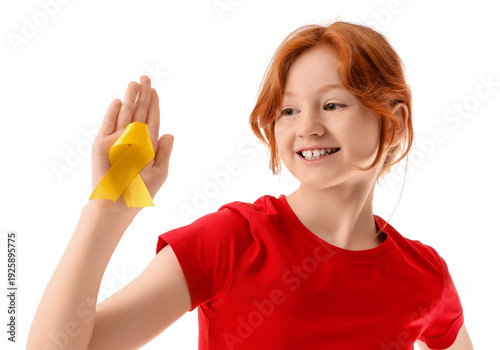 Teenage girl with yellow ri...