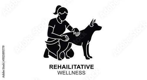 Rehabilitative wellness icon with dog and therapist