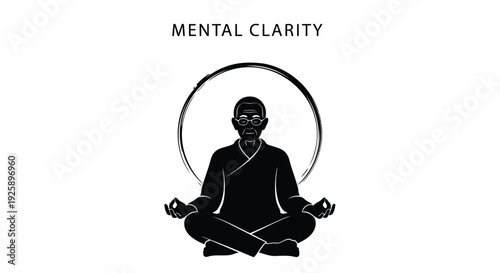 Meditation icon, mental clarity symbol, yoga logo