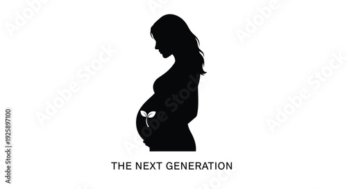 Pregnant woman silhouette with THE NEXT GENERATION text