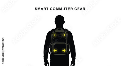 Smart commuter gear backpack with yellow lights