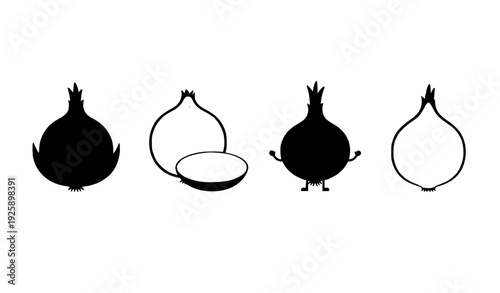 Cute cartoon onion characters, illustration, flat design, various poses and styles