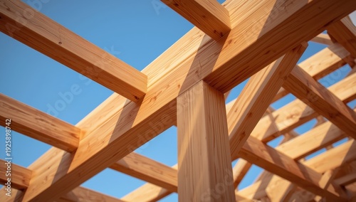 Wallpaper Mural Piece of a wooden structure. Beam attachments. House construction segment. Wood joint connections. Construction idea Torontodigital.ca