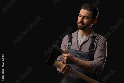 Handsome lumberjack with sh...