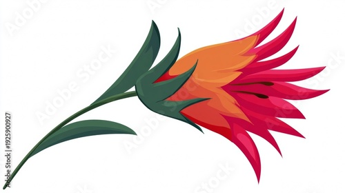 Vibrant Stylized Bird of Paradise Flower Illustration.