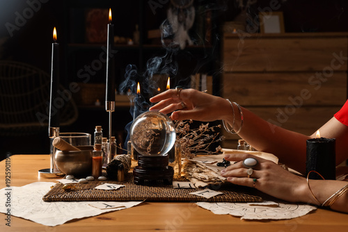 Fortune teller with crystal...