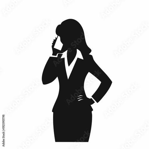 Businesswoman Silhouette Talking on Phone