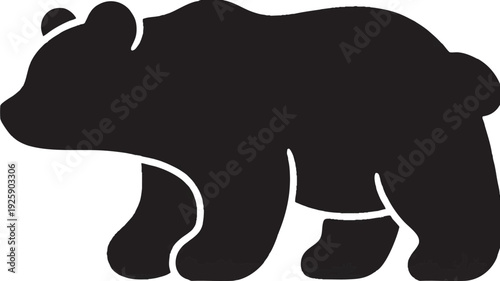 Silhouette of a walking bear in profile view.