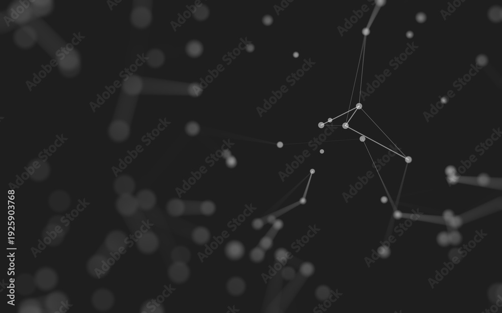 Fototapeta premium Abstract background. Molecules technology with polygonal shapes, connecting dots and lines. Connection structure. Big data visualization.