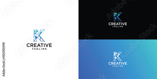 technology logo vector. K initial logo design