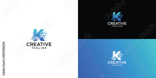 technology logo vector. K initial logo design
