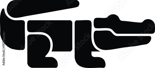 Stylized Black Silhouette of an Alligator or Crocodile.