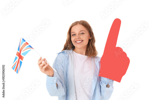 Young woman with UK flag an...