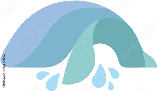 Stylized Whale Tail Splashing Water Abstract Design.