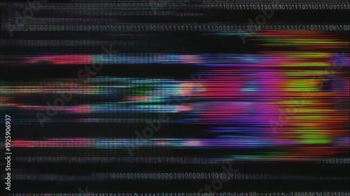 激しく乱れるRGBノイズが走るデジタルデータ崩壊背景