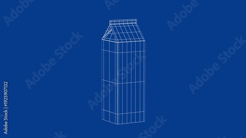Wallpaper Mural 3D wire-frame model of carton packaging for milk, juice, yoghurt, or other beverages Torontodigital.ca