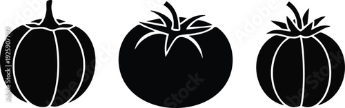 Tomato Silhouette Vector Set - Garden Vegetable Clipart