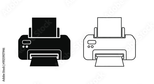 Two printer icons one black one white side by side
